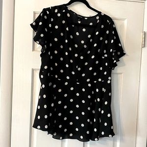 Black and white polka dot top